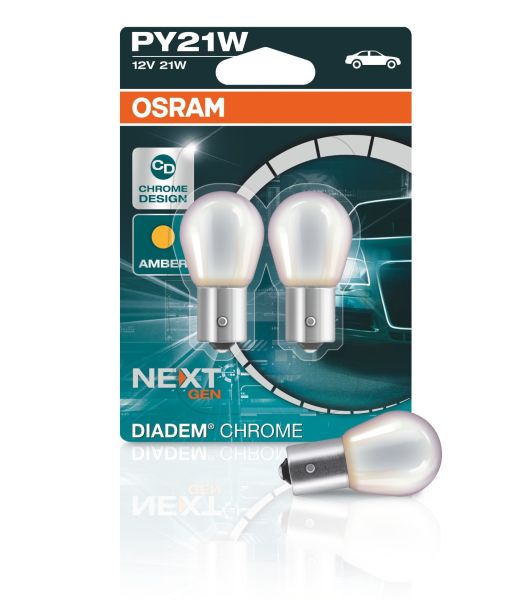 OSRAM DIADEM CHROME PY21W Halogen-Signallampe Doppelblister NEXT GEN