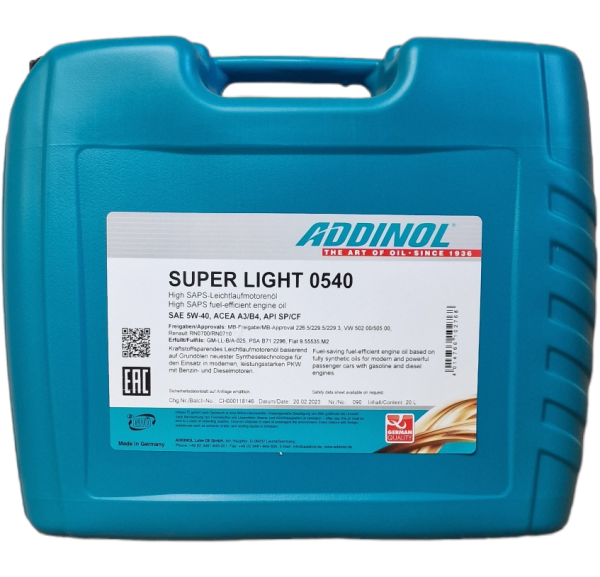 ADDINOL SUPER LIGHT 0540 Motoröl 5W-40 20 Liter