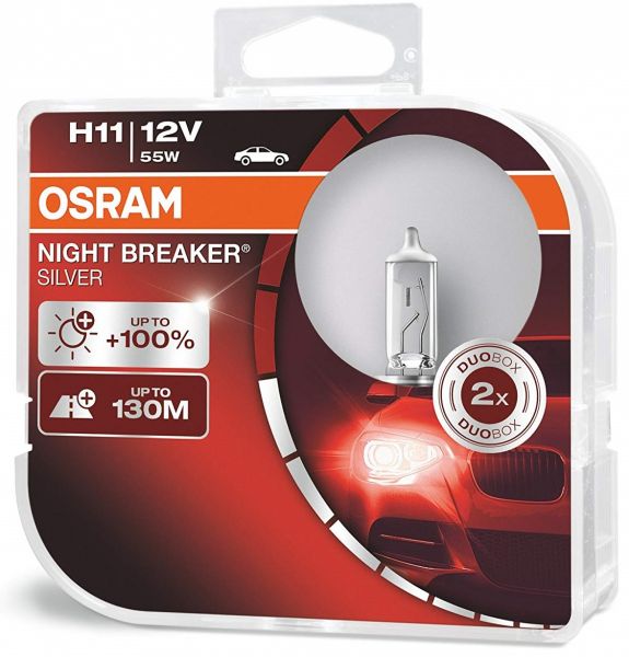 OSRAM H11 NIGHT BREAKER® SILVER Duo Box +100%