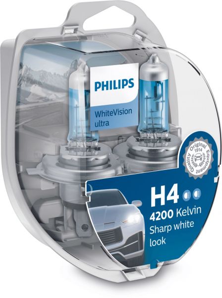 PHILIPS H4 WhiteVision ultra Duo Box + 2x W5W