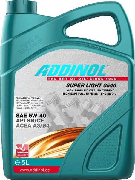 ADDINOL SUPER LIGHT 0540 Motoröl 5W-40 5 Liter