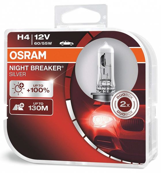 OSRAM H4 NIGHT BREAKER® SILVER Duo Box +100%