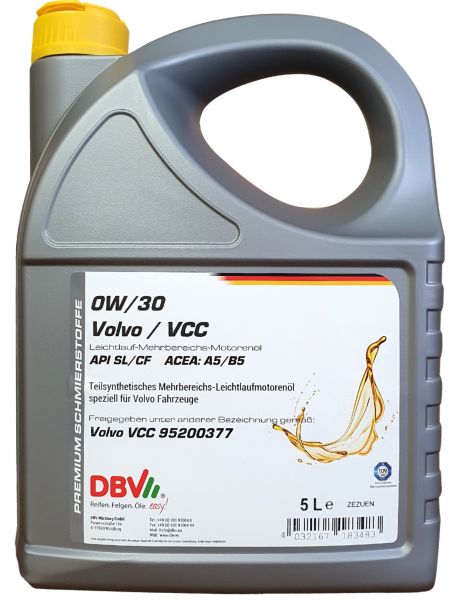 DBV 0W-30 für Volvo VCC A5/B5 Motoröl 5 Liter