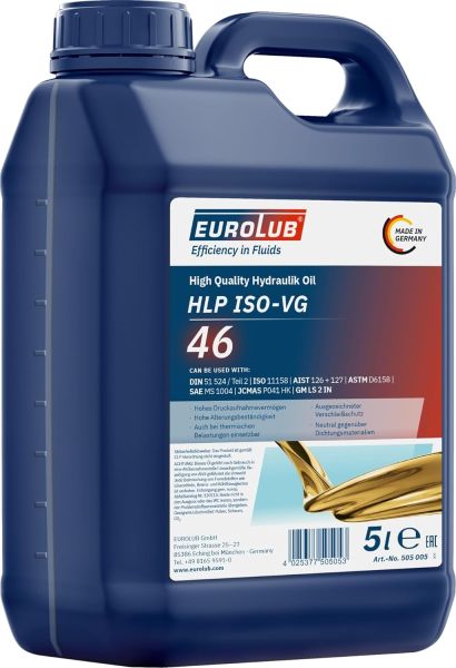 EUROLUB HLP ISO VG 46 Hydrauliköl 5 Liter
