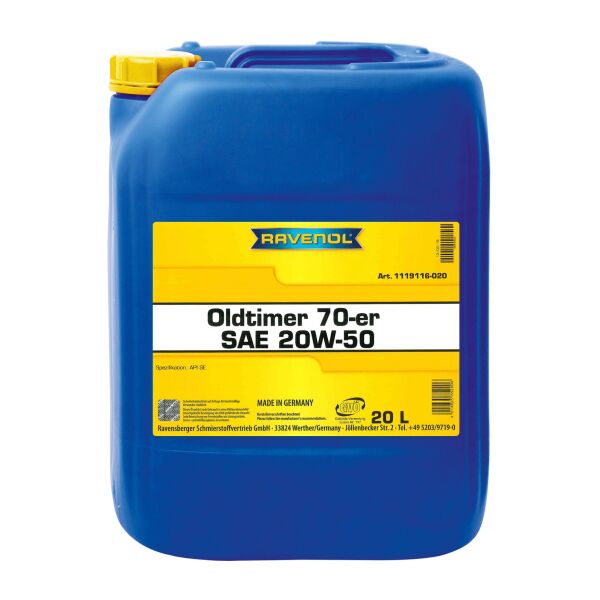 RAVENOL Oldtimer 70-er SAE 20W-50 Motoröl 20 Liter